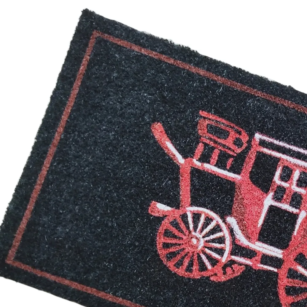 Garden Decor Carriage Coir Door Mat - Black