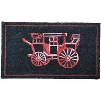Garden Decor Carriage Coir Door Mat - Black