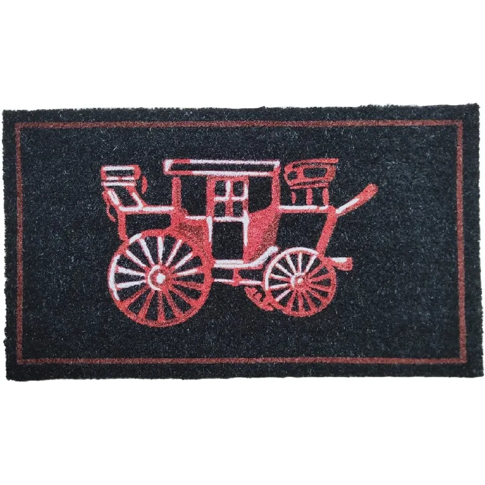 Garden Decor Carriage Coir Door Mat - Black image