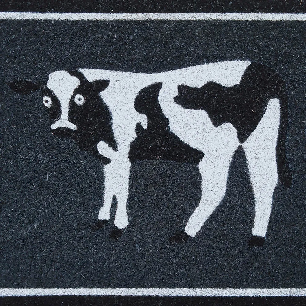 Garden Decor Cow Coir Door Mat - Black