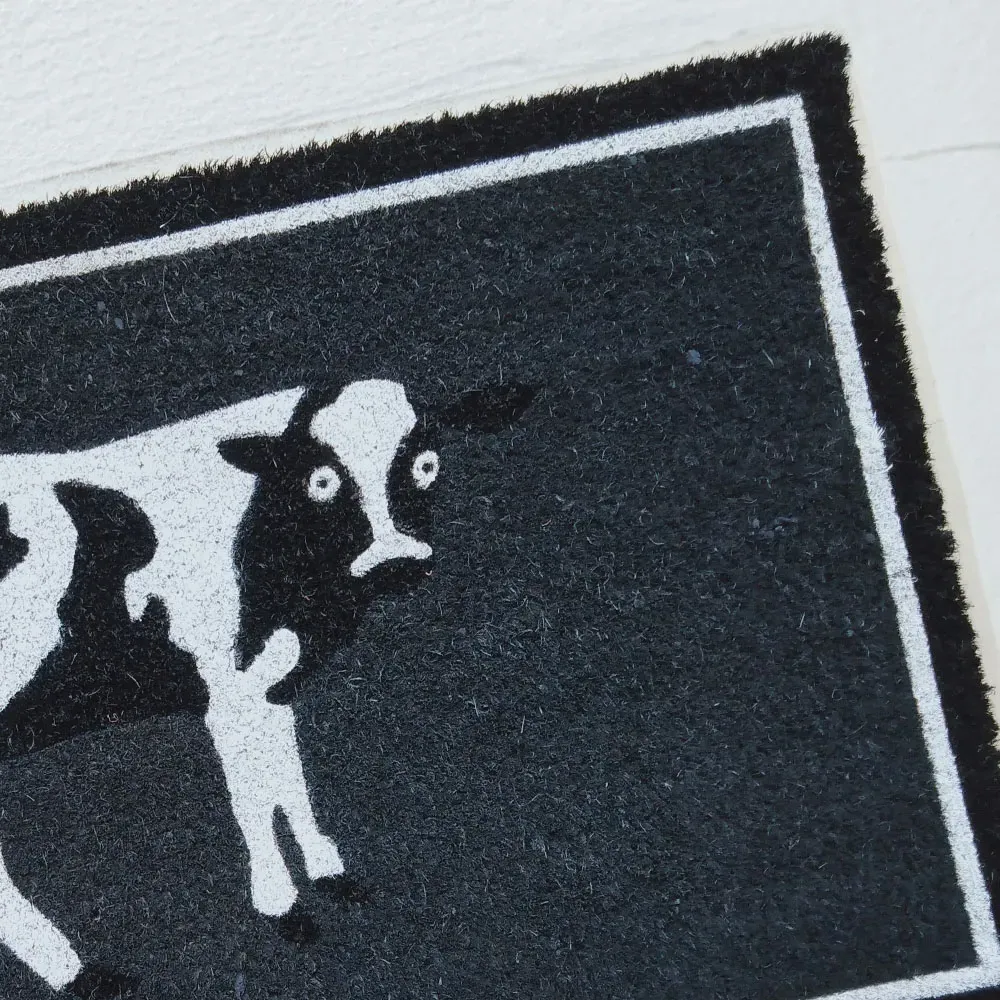 Garden Decor Cow Coir Door Mat - Black
