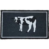 Garden Decor Cow Coir Door Mat - Black