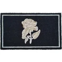 Garden Decor Gold Rose Coir Door Mat - Black
