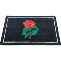 Garden Decor Red Rose Coir Door Mat - Black