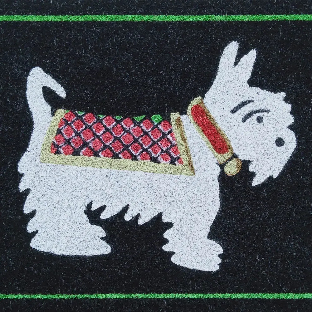 Garden Decor Scottie Dog Coir Door Mat - Black