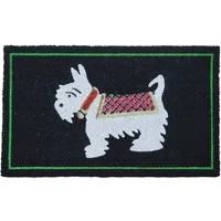 Garden Decor Scottie Dog Coir Door Mat - Black