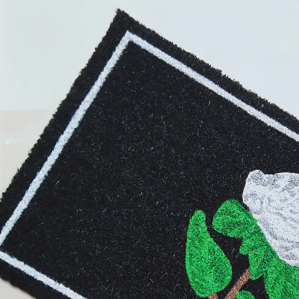 Garden Decor White Rose Coir Door Mat - Black