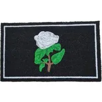 Garden Decor White Rose Coir Door Mat - Black