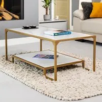 Aether Single Shelf Rectangular Coffee Table - White