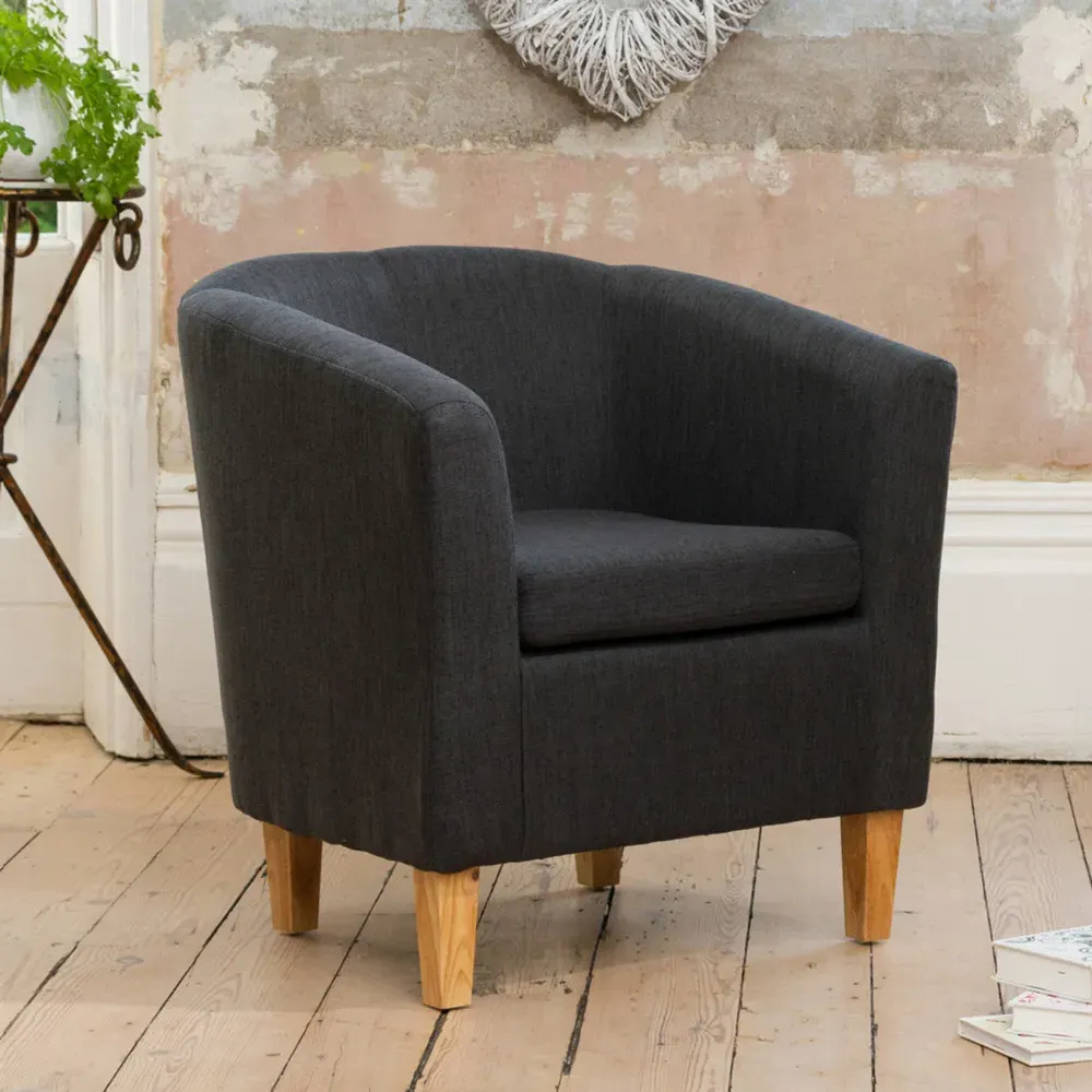 Alderwood Tub Chair - Black, Hessian