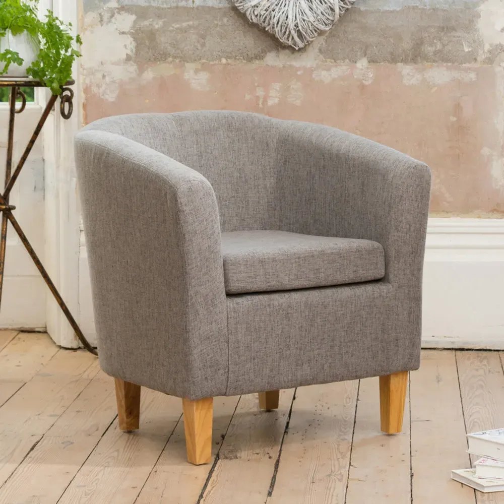 Alderwood Tub Chair - Dark Grey, Hessian