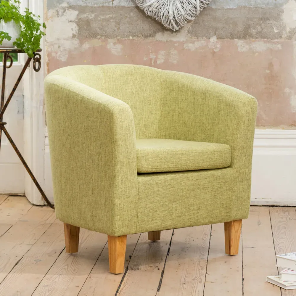 Alderwood Tub Chair - Green, Hessian