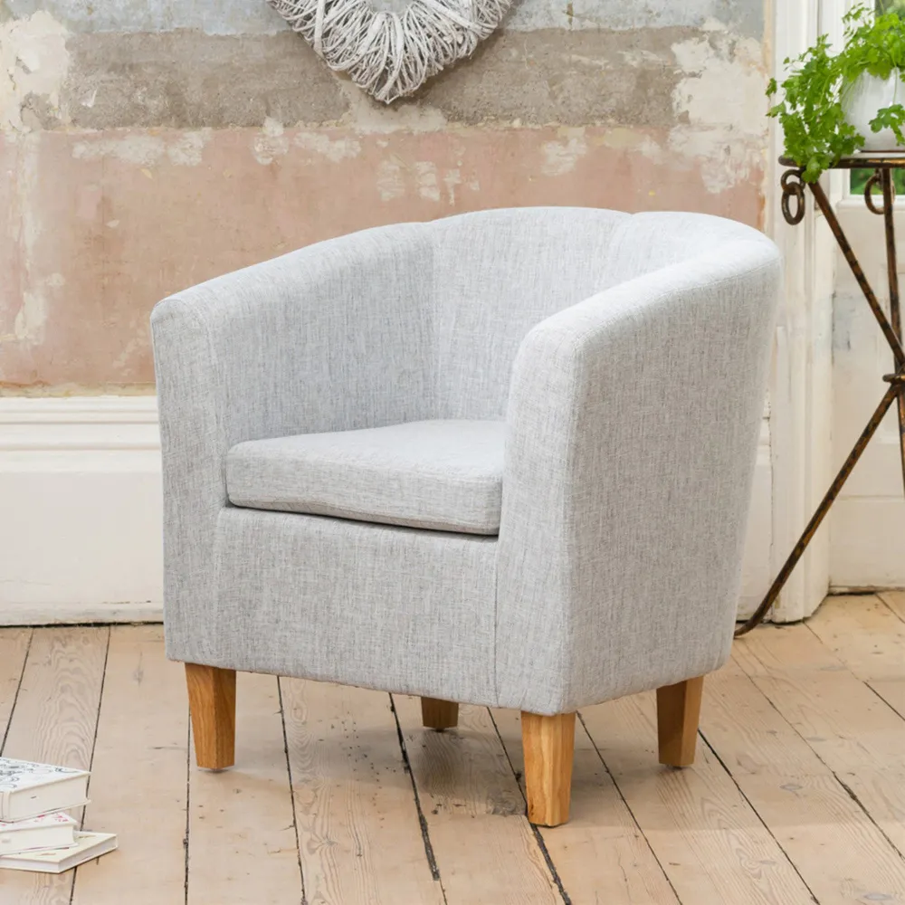 Alderwood Tub Chair - Light Grey, Hessian