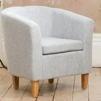 Alderwood Tub Chair - Light Grey, Hessian