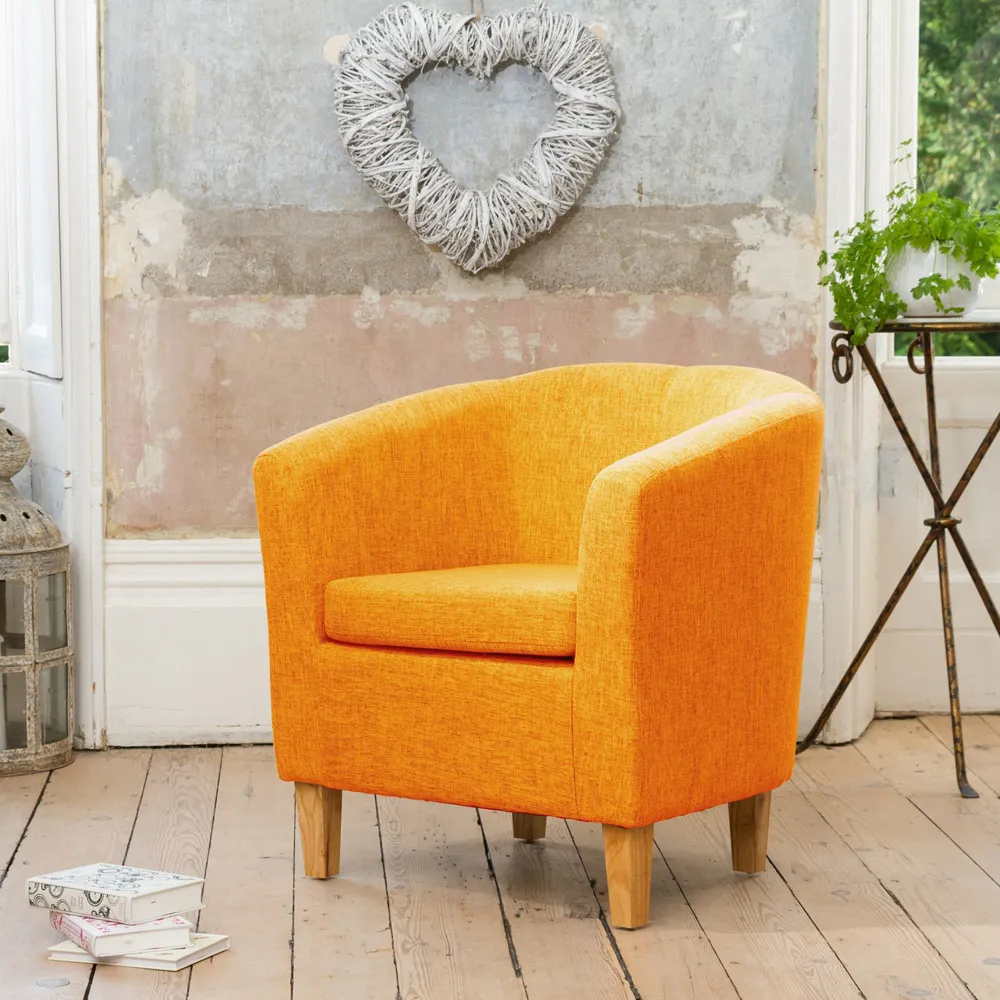 Alderwood Tub Chair - Orange, Hessian