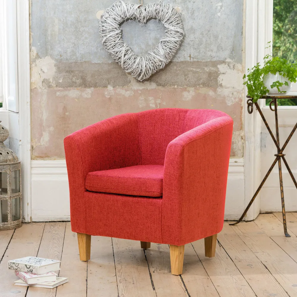 Alderwood Tub Chair - Red, Hessian