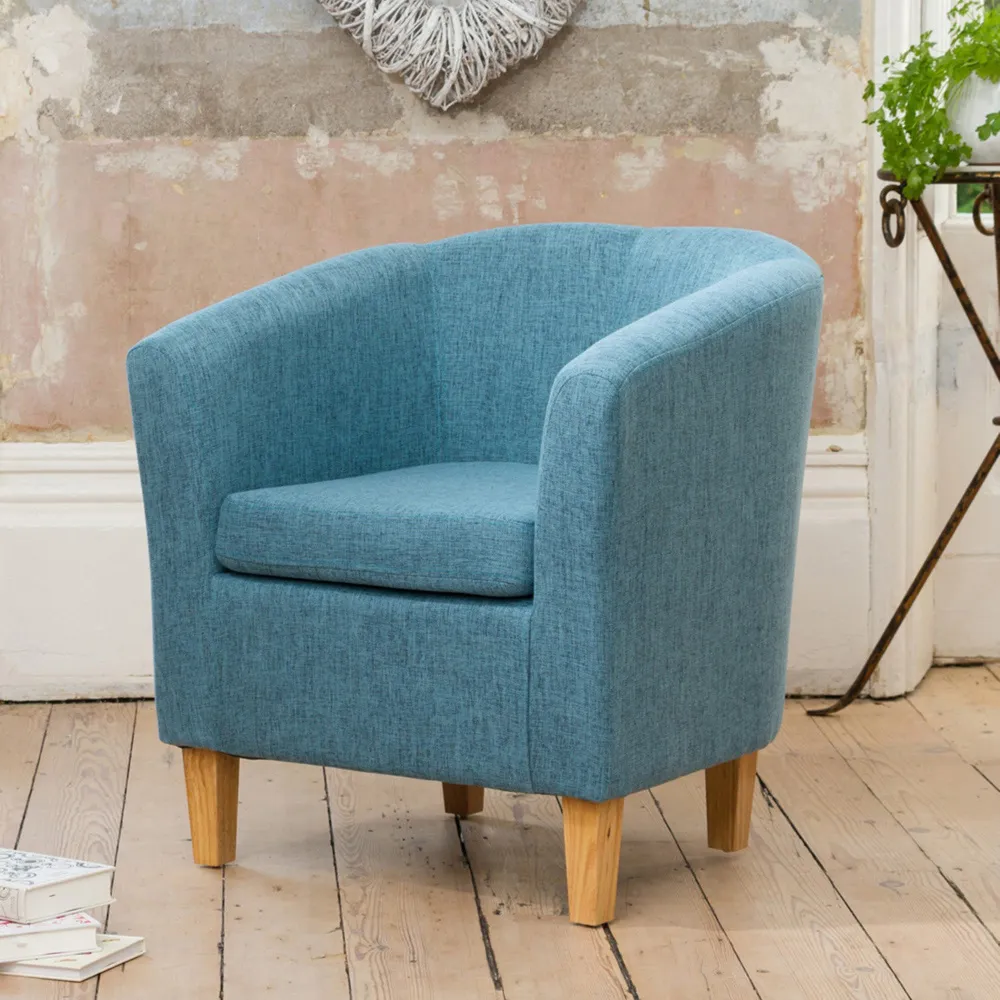 Alderwood Tub Chair - Teal, Hessian