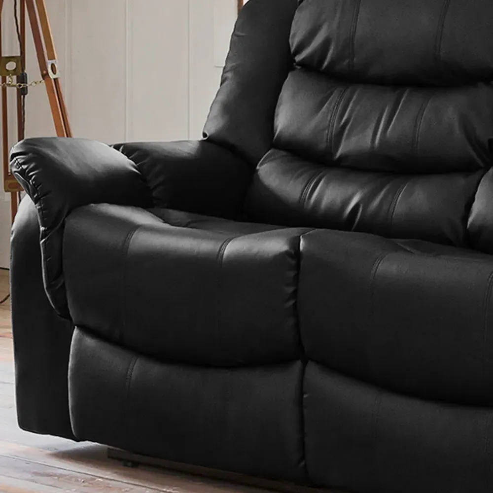 Almeira 2-Seater Manual Recliner Sofa - Black