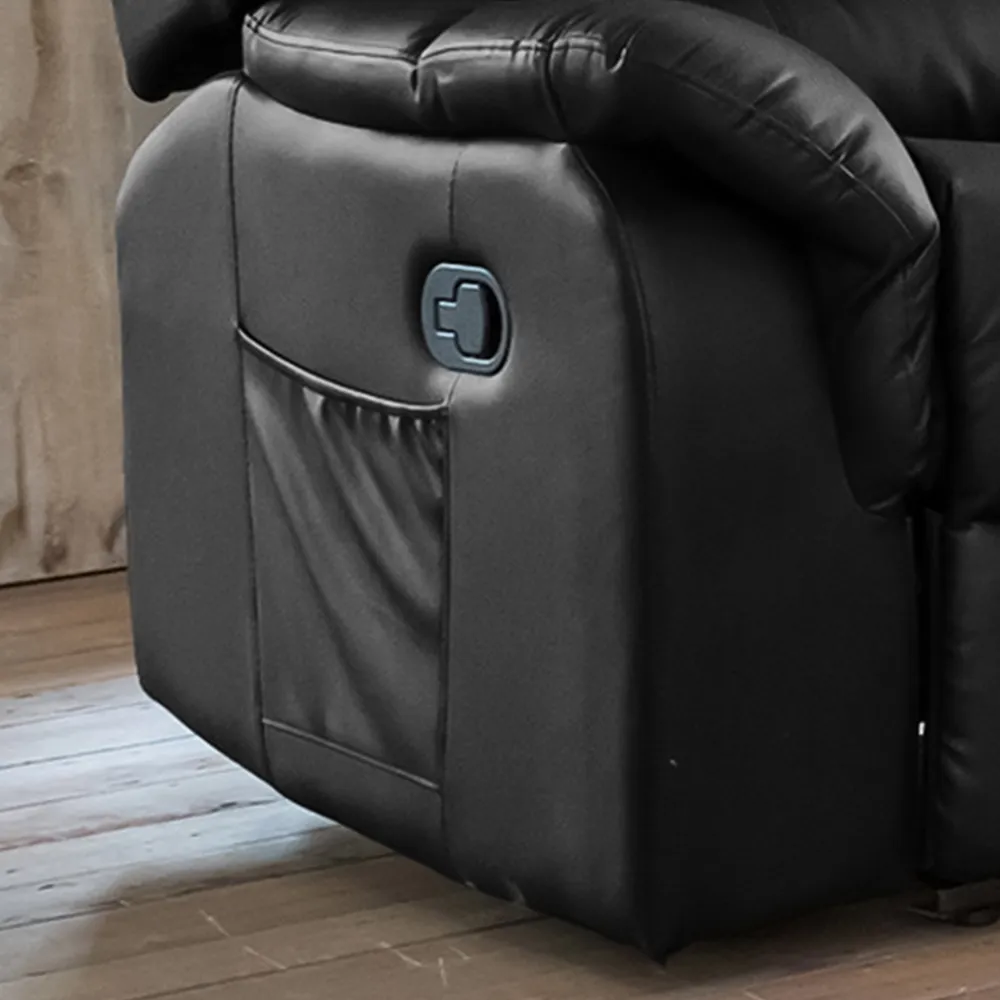 Almeira 2-Seater Manual Recliner Sofa - Black