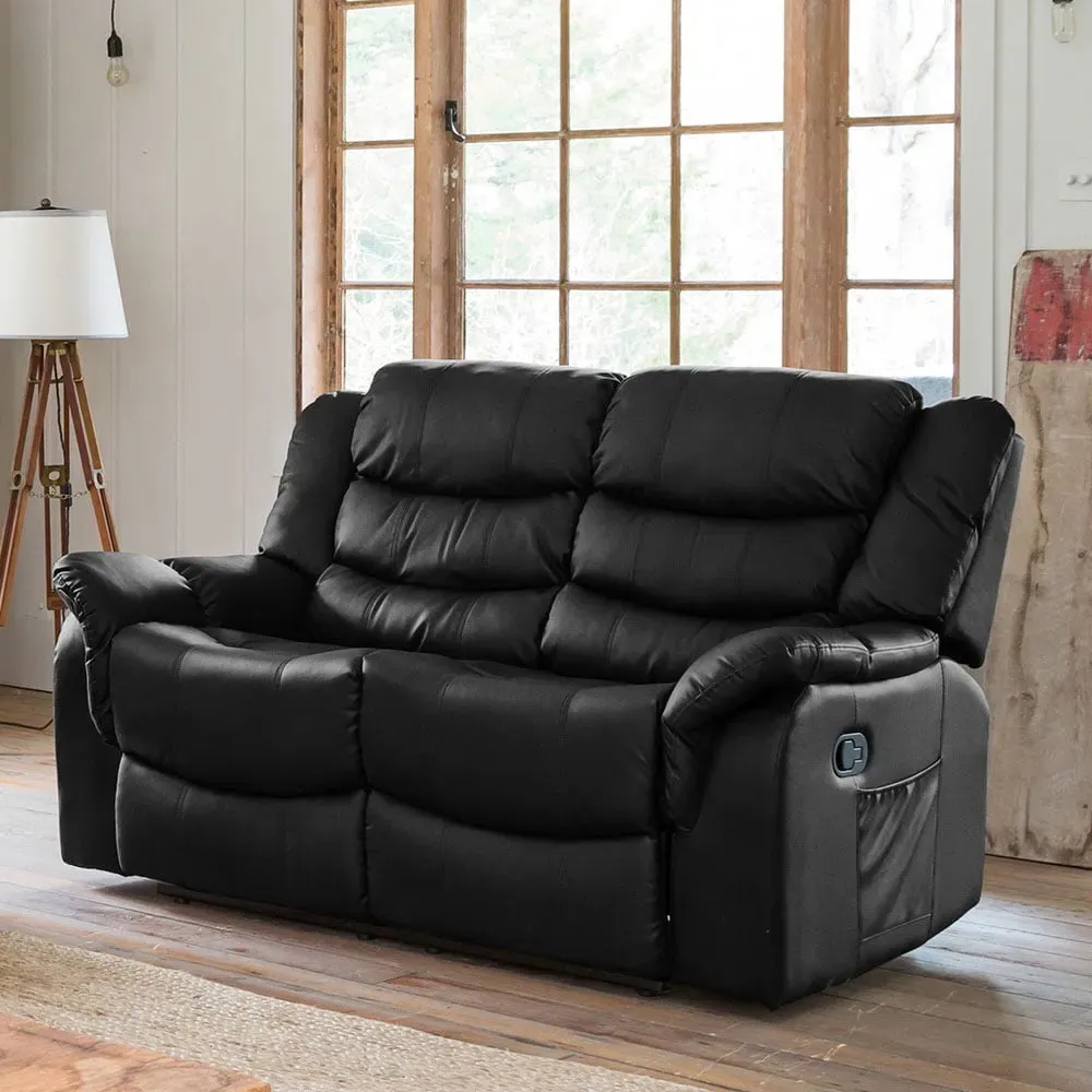 Almeira 2-Seater Manual Recliner Sofa - Black image