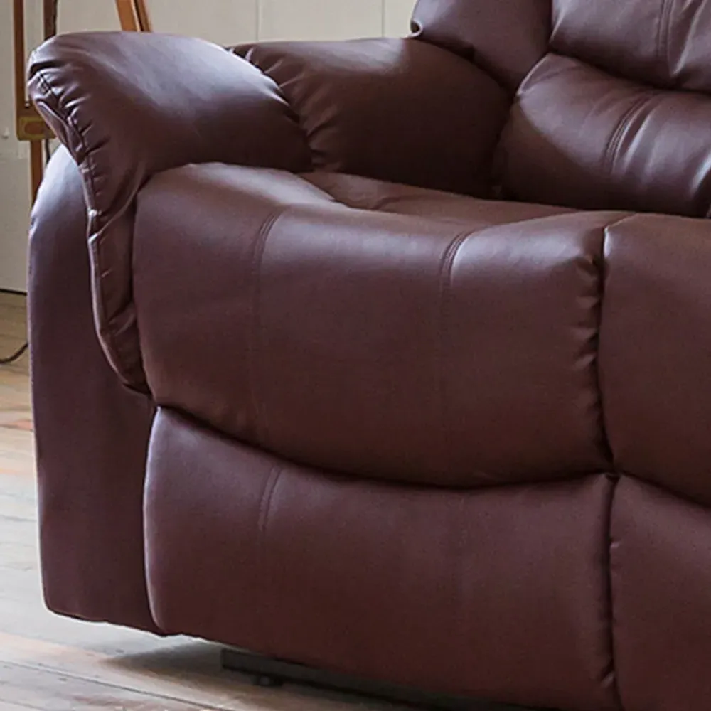 Almeira 2-Seater Recliner Sofa - Burgundy, Bonded Leather