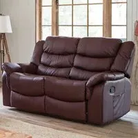 Almeira 2-Seater Recliner Sofa - Burgundy, Bonded Leather