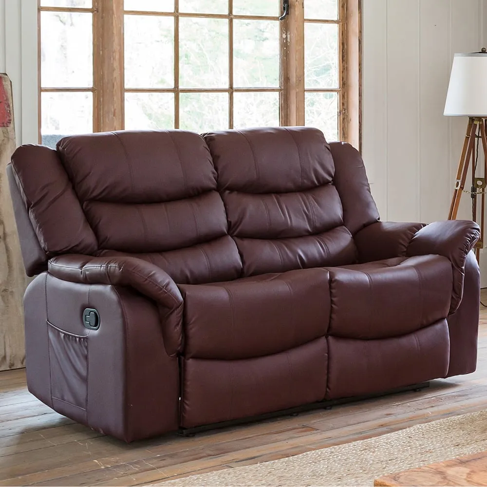 Almeira 2-Seater Recliner Sofa - Burgundy, Bonded Leather