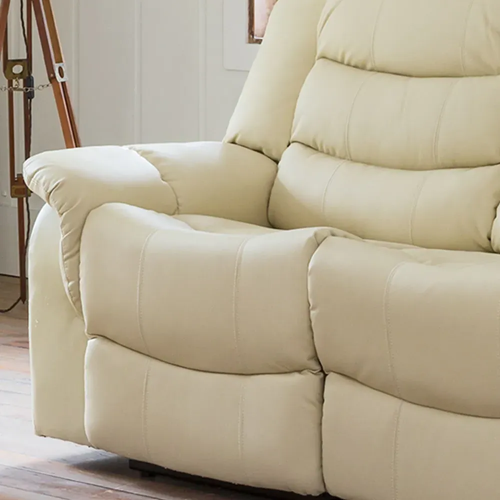 Almeira 2-Seater Recliner Sofa - Cream, Bonded Leather