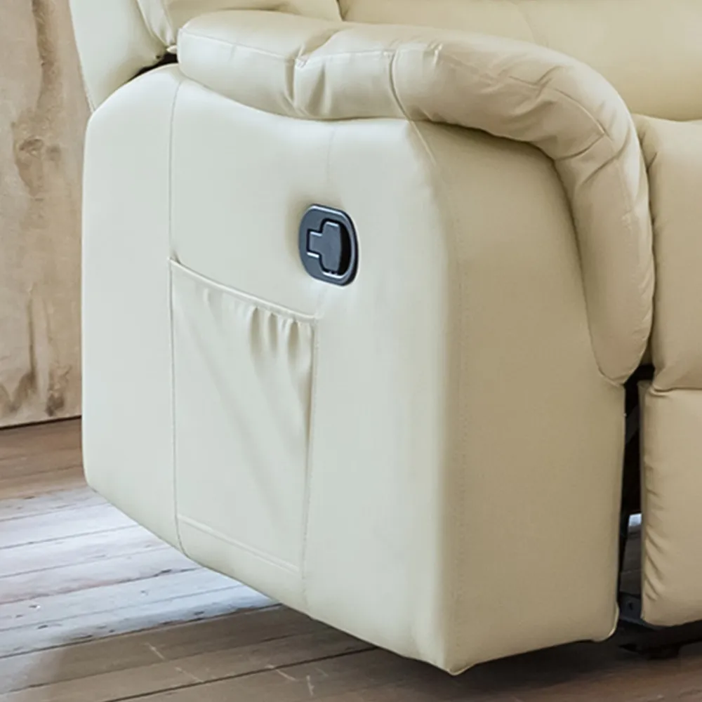 Almeira 2-Seater Recliner Sofa - Cream, Bonded Leather