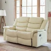 Almeira 2-Seater Recliner Sofa - Cream, Bonded Leather