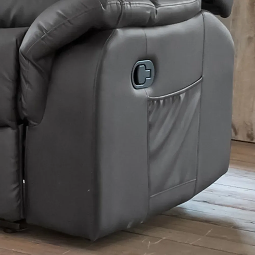 Almeira 2-Seater Recliner Sofa - Grey, Bonded Leather