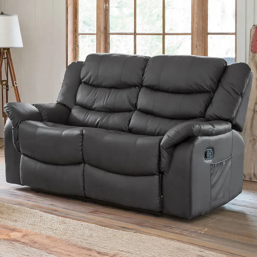 Almeira 2-Seater Recliner Sofa - Grey, Bonded Leather