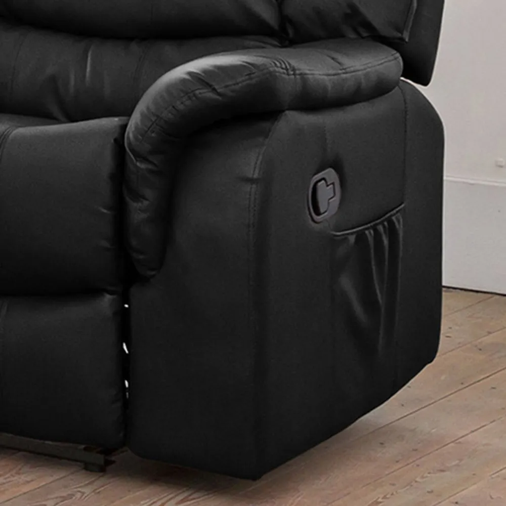 Almeira 3-Seater Recliner Sofa - Black, Bonded Leather