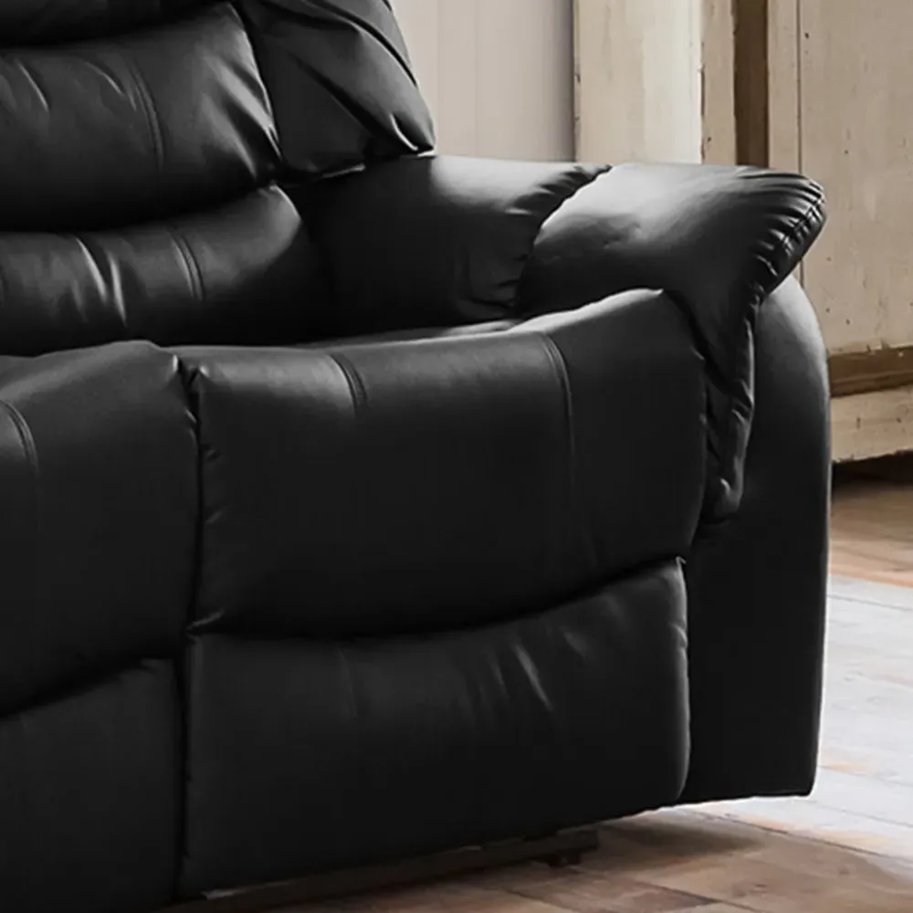 Almeira 3-Seater Recliner Sofa - Black, Bonded Leather