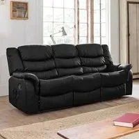 Almeira 3-Seater Recliner Sofa - Black, Bonded Leather