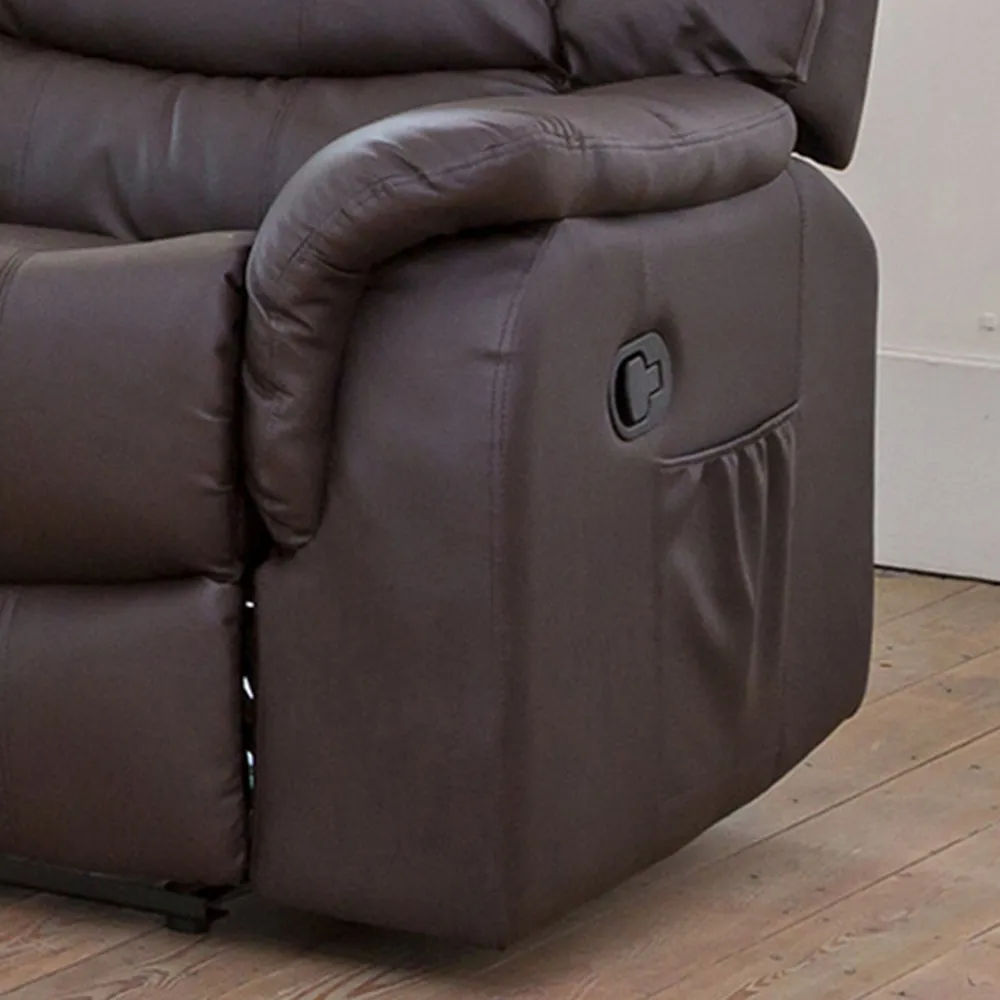Almeira 3-Seater Recliner Sofa - Brown, Bonded Leather