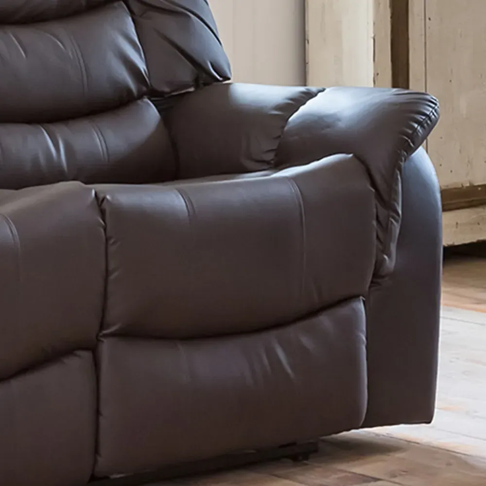 Almeira 3-Seater Recliner Sofa - Brown, Bonded Leather