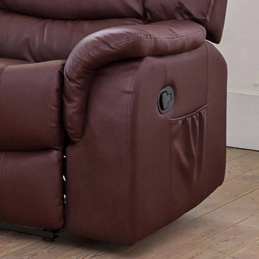 Almeira 3-Seater Recliner Sofa - Burgundy, Bonded Leather