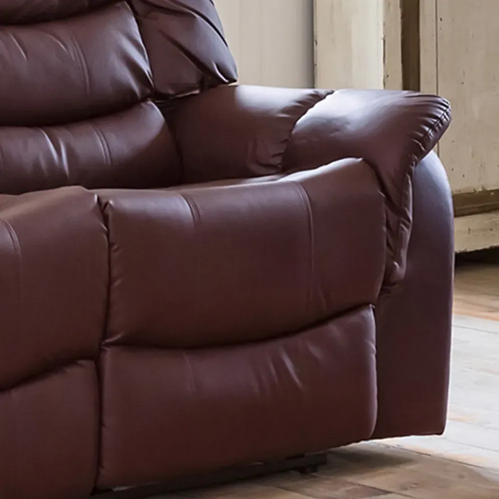 Almeira 3-Seater Recliner Sofa - Burgundy, Bonded Leather