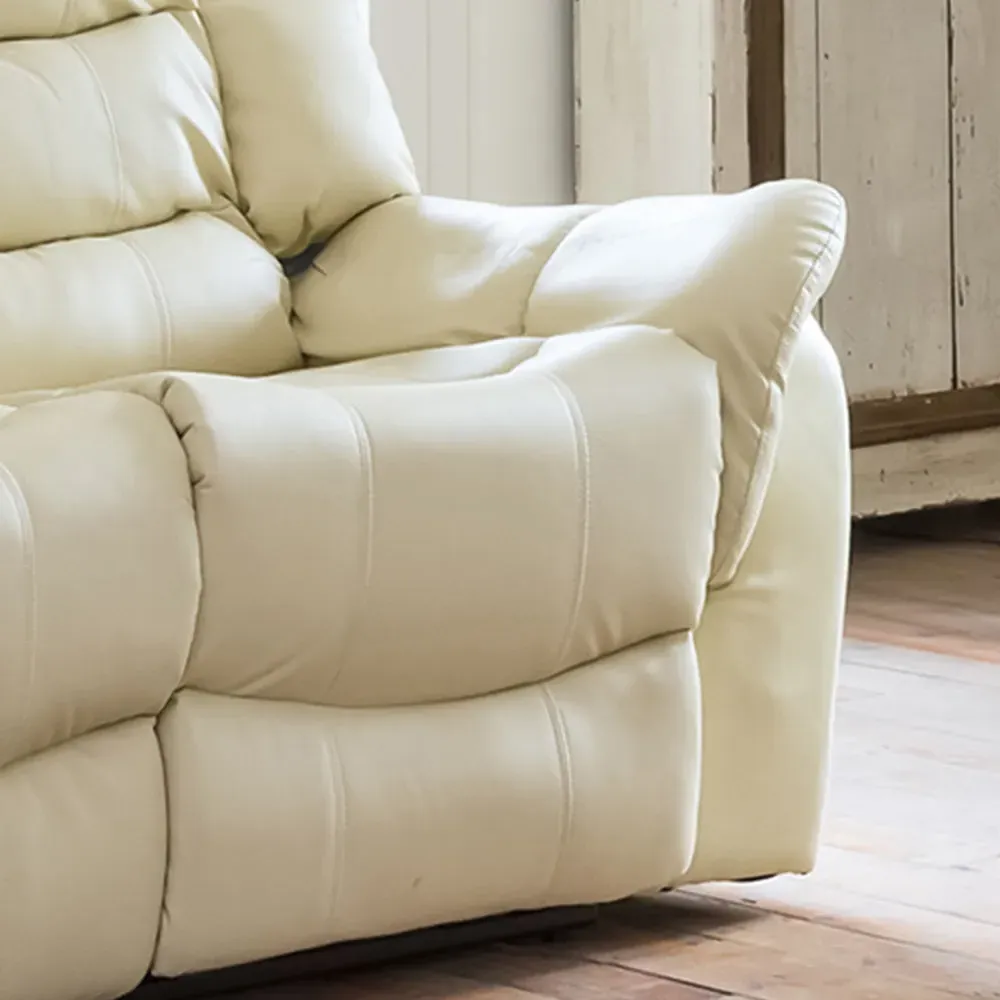 Almeira 3-Seater Recliner Sofa - Cream, Bonded Leather