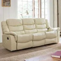 Almeira 3-Seater Recliner Sofa - Cream, Bonded Leather