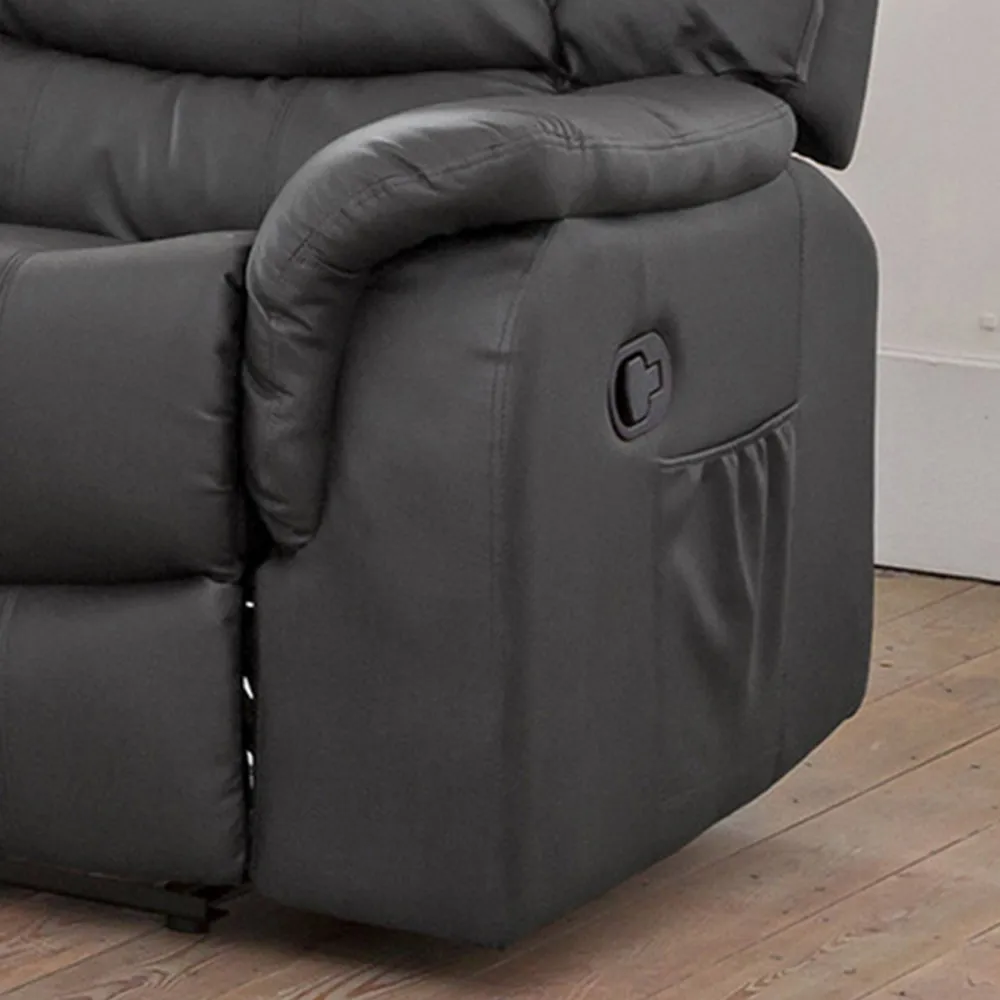 Almeira 3-Seater Recliner Sofa - Grey, Bonded Leather