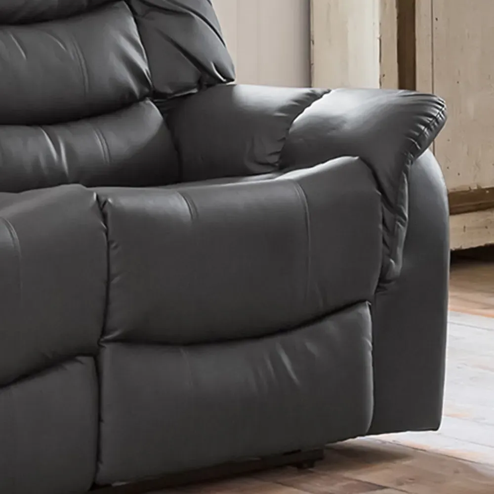 Almeira 3-Seater Recliner Sofa - Grey, Bonded Leather