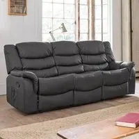 Almeira 3-Seater Recliner Sofa - Grey, Bonded Leather