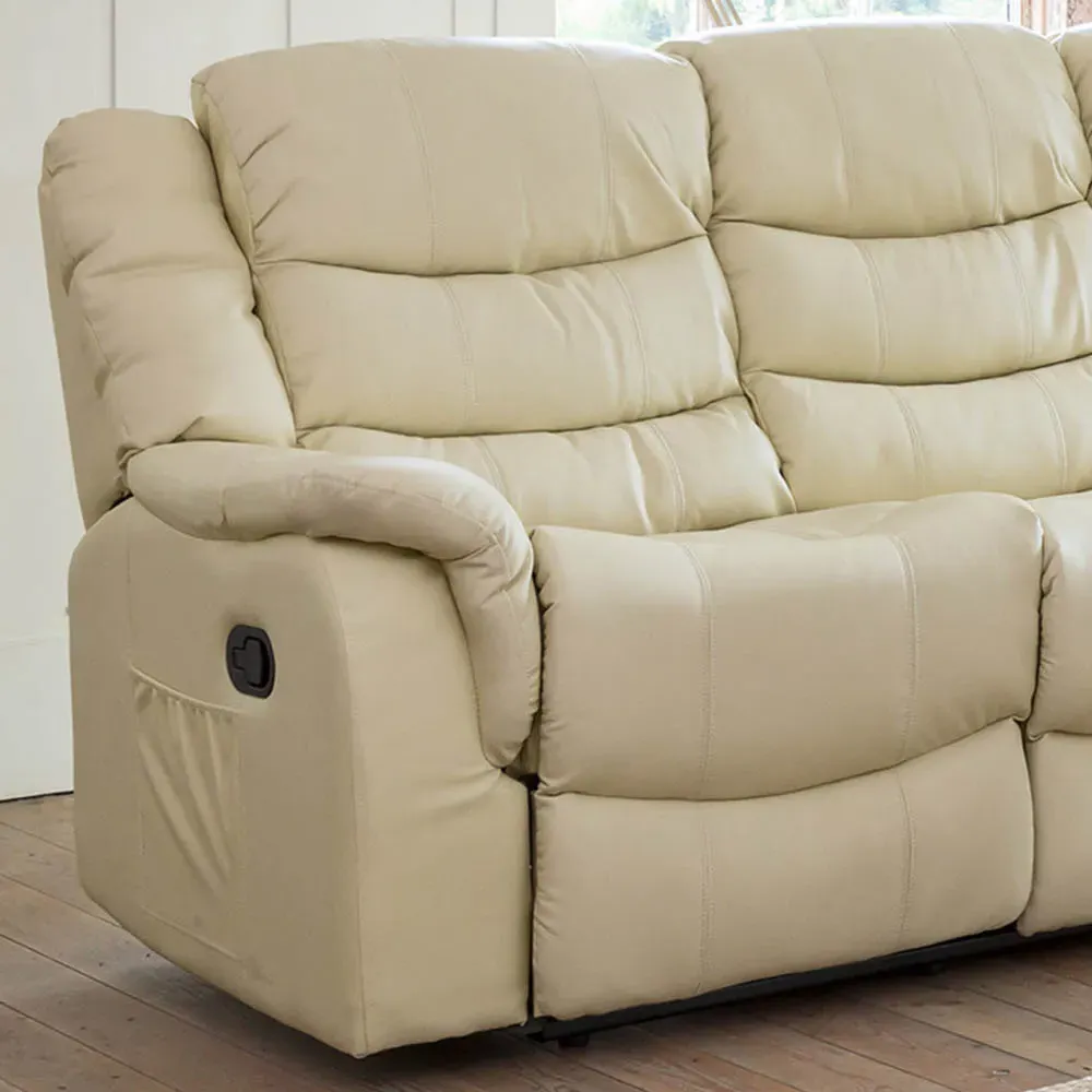 Almeira 3-Seater Recliner Sofa with Massage and Heat - Cream