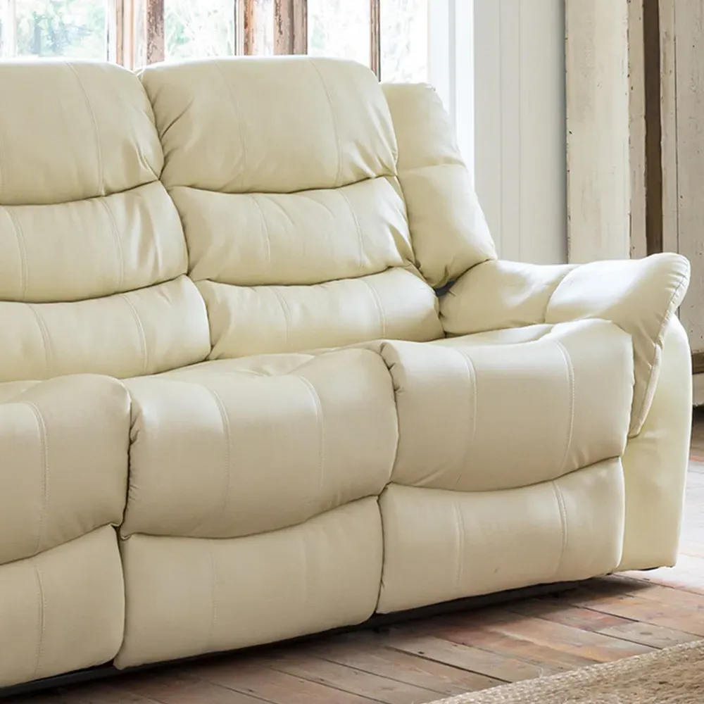 Almeira 3-Seater Recliner Sofa with Massage and Heat - Cream