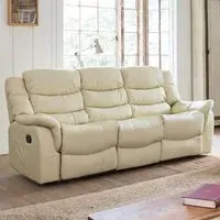 Almeira 3-Seater Recliner Sofa with Massage and Heat - Cream