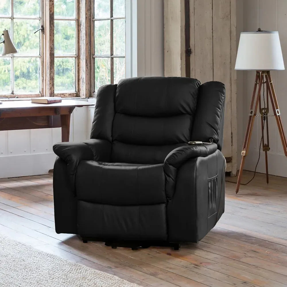 Almeira Electric Riser Recliner Chair with Massage - Black