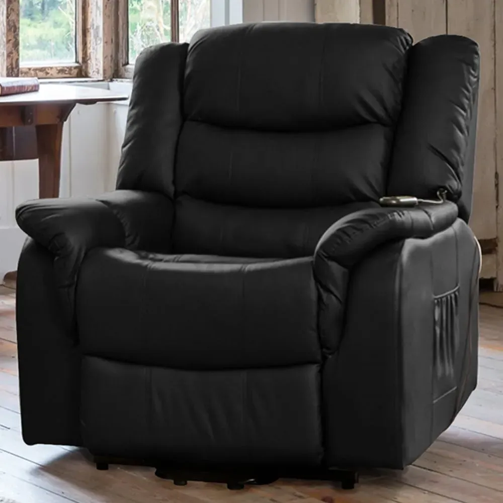 Almeira Electric Riser Recliner Chair with Massage - Black image