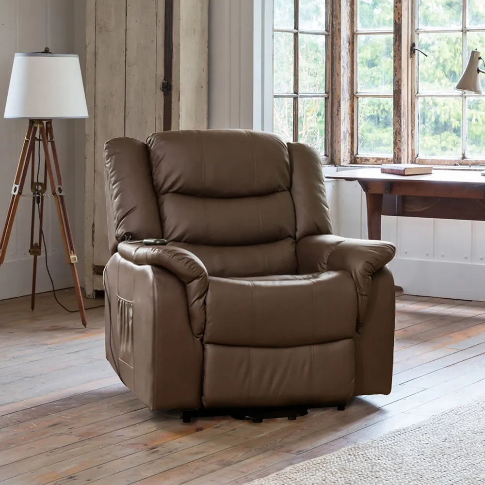 Almeira Electric Riser Recliner Chair with Massage - Brown